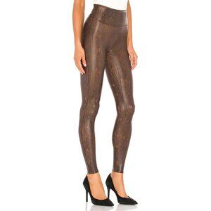 Spanx Snake-Printed Faux Leather Leggings Brown - Size Small - EUC
